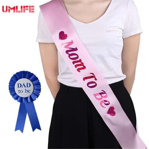 Mommy Souvenir Mom To Be Sash Baby Boy Girl Shower Decoration Sash Newborn Party Decoration Pregnant Mom Favor Gifts DAD TO BE