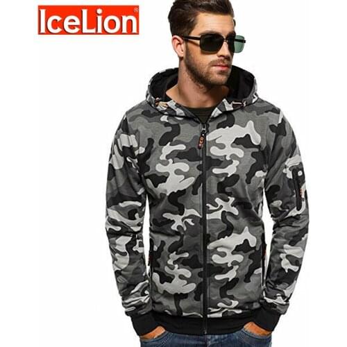 IceLion Print Hoodies Men Slim Fit Hooded Men Sweatshirts Zipper Cardigan Clothing Casual Hoodies Men For Autumn Winter 2021 New