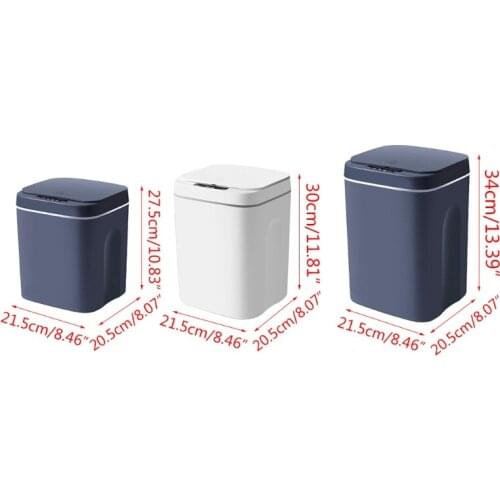 Home Smart Sensor Square Trash Can Rechargeable Small Household Waste Bin Plastic Basket Bucket for Office Kitchen