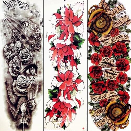 Bright Flower Temporary Tattoo Colorful Summer Style Sexy Girls Party Women Body Art Drawing Tatoo Sticker Arm Legs Flash Tattoo