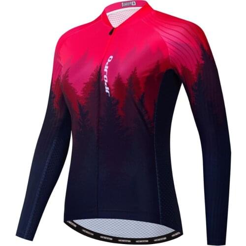 Women Cycling Jersey Long Sleeve Riding Bicycle Wear Sports Shirt Top Clothing Bike Clothes Ropa Ciclismo Gradient