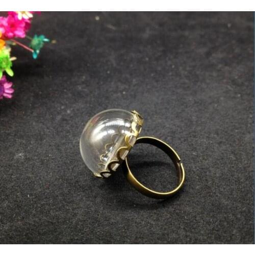 100sets/lot 20mm glass dome globe with bronze plated ring findings glass bottle rings DIY handmade jewelry accessories charms