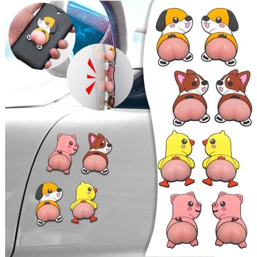 2Pcs Anime Silicone Buttocks Kids Toys Car Bumper Door Anti-collision Sticker Cartoon Butt Protection Decorative Kawaii Sticker