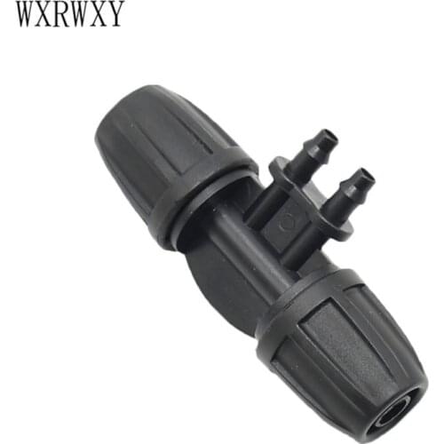 Irrigation 8/11 to 4/7 reducing tee barb 4 Way Hose Thread Lock Barbed Connector Micro Watering System Splitters 4pcs