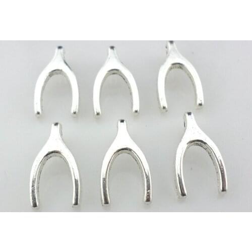 60pcs Tibetan Silver Alloy Wish Bone Wishes Charms Pendants 9x15mm Jewelry Findings