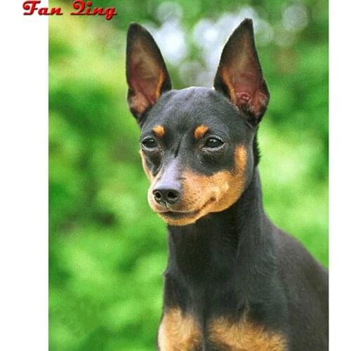 Diamond Painting Doberman Mosaic Full Square Round Diy 5D Rhinestone Embroidery Dog Cross Stitch Handmade Home Decor