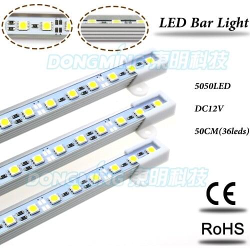 Aluminium U/V Profile LED luces strip 0.5M 36Leds 5050 LED bar light 12V kitchen led under cabinet light Warm White/White