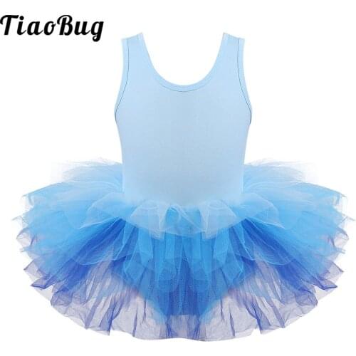 TiaoBug Kids Sleeveless Tulle Tutu Ballet Dress Child Gymnastics Leotards Romper Cute Baby Girls Stage Performance Dance Costume