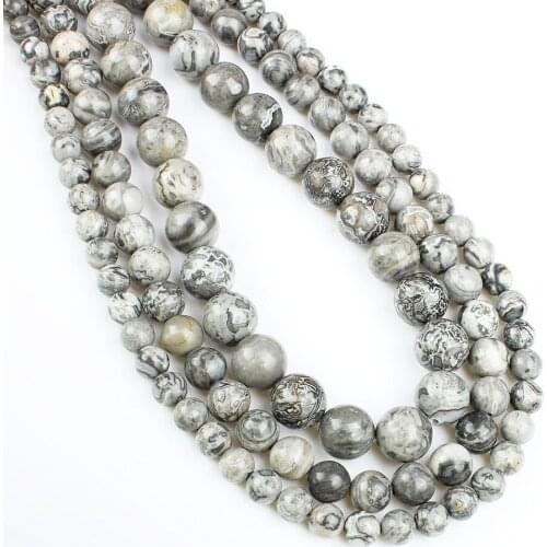 Fashion Natural Map Stone Loose Beads Strand Semi-precious Beads For DIY Jewelry Necklace Bracelet Or Earrings Size 4-10mm