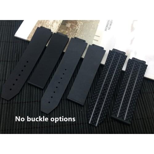 Black Silicone Rubber watch belt 25*17mm For Hublot strap for BIG BANG authentic Watchband band logo on stainless buckle option