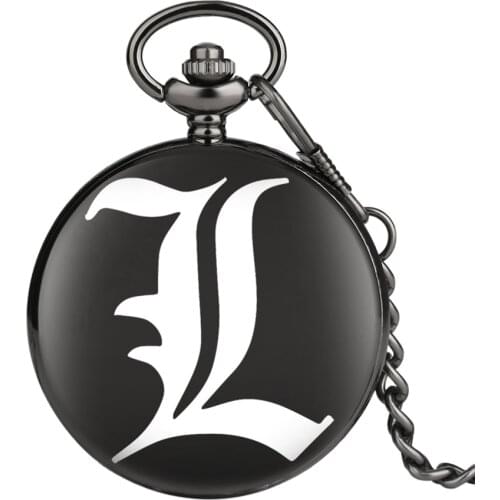 Death Note Black Chain Pocket Watch Double L Pendant Pocket Watch Chains and Fobs Anime Accessories Colar Gifts Relogio De Bolso