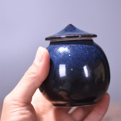Ceramic Kiln Change Tea Box Sealed Spice Storage Jar Tea Caddies Food Container Tea Canister Mini Portable Coffee Organizer