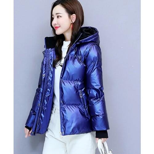 Short down parkas womens 2019 fashion winter down jacket coat female hooded warm cotton-padded coats ladies thicken glossy coat