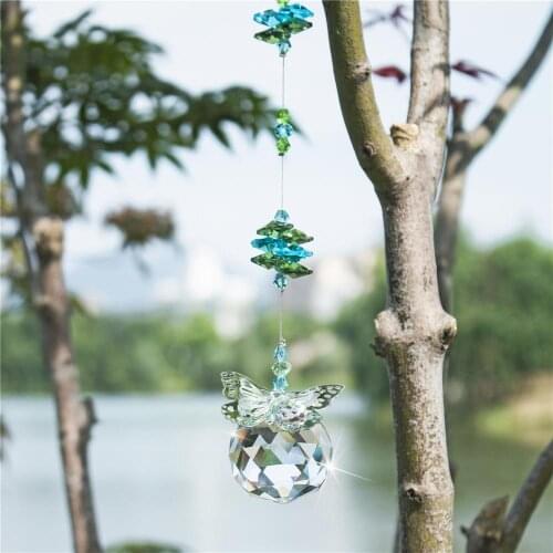 H&D Handmade Butterfly Suncatcher 40mm Crystal Ball Prisms Rainbow Maker Window Hanging Pendant Home Wedding Decoration Favors