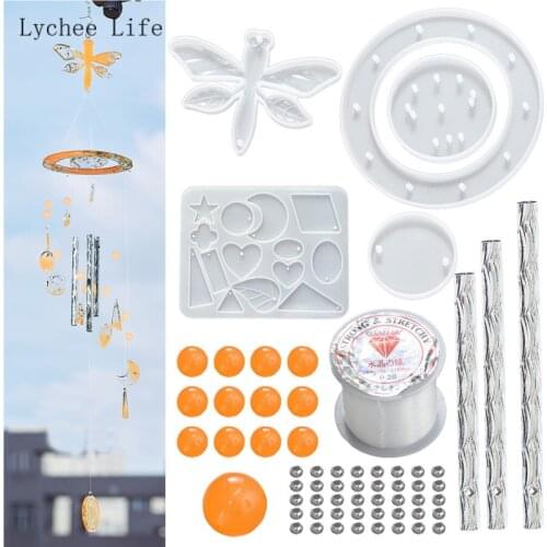 Lychee Life Wind Chime Silicone Mold DIY Crystal Moon Star Pendant Epoxy Resin Molds For Crafts Making Home Decor