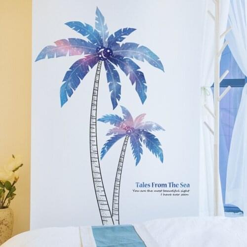 Cartoon Coconut Tree Wall Stickers for Kids Room Dormitory Living Room Bedroom Wall Decoration DIY Vinyl Wallpaper Home Decor