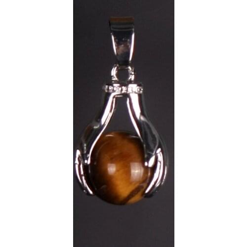 Natural gems stone tiger eye quartz crystal in palm healing Charms dangle beads hold ball the apple for my eye necklace Pendants