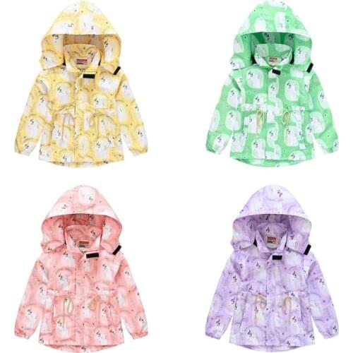 2021 new childrens fashion solid color printing four color hooded trench coat girls' detachable waist casual trench coat