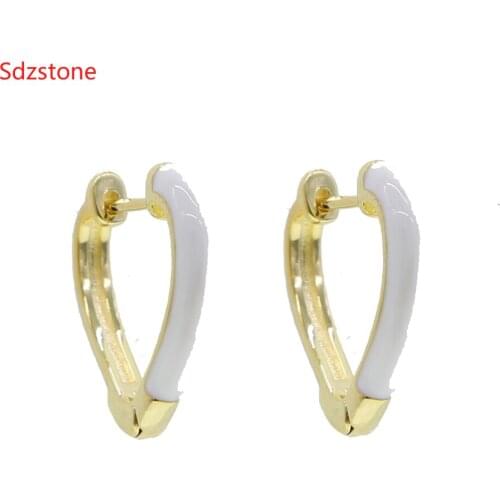 2021 New Sweet Love Heart Earrings For Women Girls Pink Blue Enamel Colorful Korean Fashion Statement Wedding Jewelry