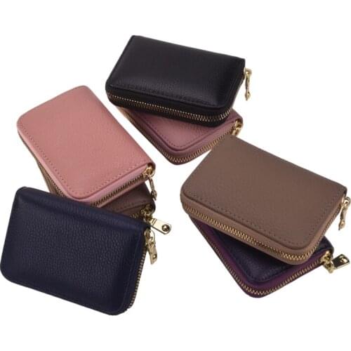 New Women Zipper Card Holder PU Leather Solid Color Wallets For Men And Women Multifunctional Organ Card Holder