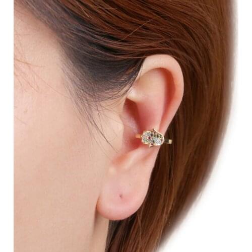 New Fashion Rainbow Evil Eye Ear Cuff Bohemia Stackable C Shaped CZ Rhinestone Earcuffs Clip Earrings for Women Wedding Jewelry