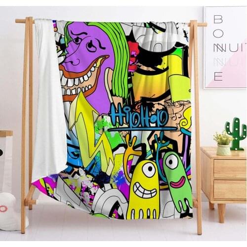 3D Print Hip Hop Style Blanket Cartoon Sofa blanket Single Bedding Bedroom Living room custom Home decoration Boys Kids