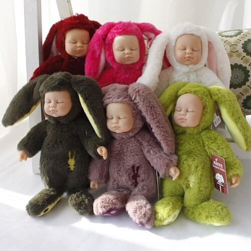 Lifelike Alive Rabbit Silicone Baby Sleeping Plush Doll Cute Reborn Simulation Sleep Baby Doll Kids Toy Birthday Girl Gift