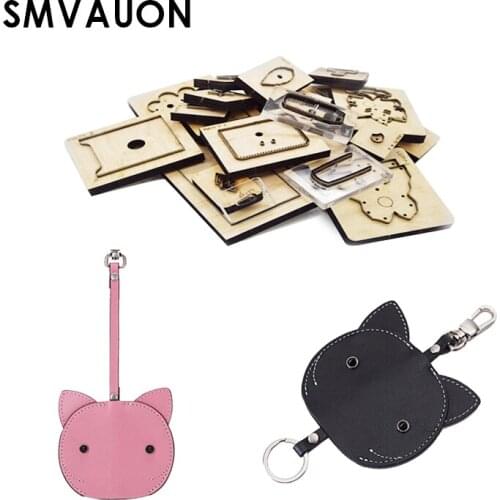 SMVAUON Key Wood Die Cutting Mold Diy Wallet Purse Kitten Keychain Pendant Case Scrapbook Suitable For Die Cutting Machine
