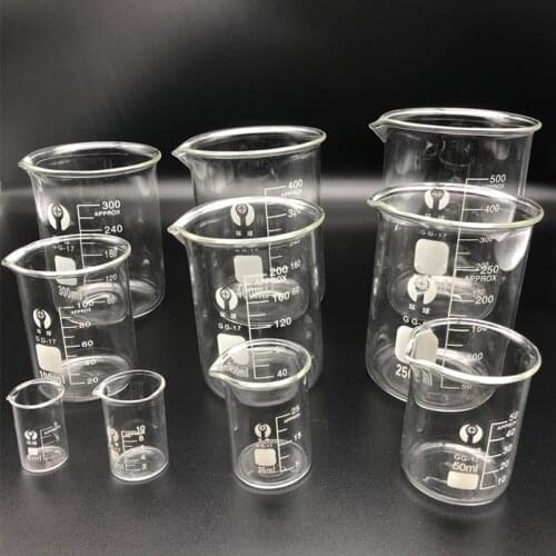 10Pcs/set (5mL-500mL) Glass Beaker Chemistry Experiment Labware For School Laboratory Equipment