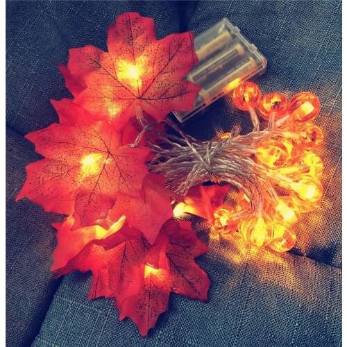 Thanksgiving Decorations Lights Pumpkin Maple Leaf Garland String Lights LED 3D Pumpkin Lights for Autumn Halloween Christmas