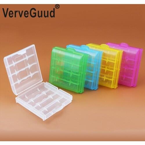 VerveGuud 10Pcs Portable Plastic Battery Case Holder Storage Box For AAA/AA Battery Rechargeable Batteries Full Cover