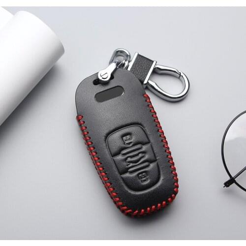 Auto Styling Leather Key Case Cover For Audi A1 A2 A3 A4 A5 A6 A8 Allroad Cabriolet Q2 Q3 B6 B8 Car Key Skin Fob Shell Smart Bag