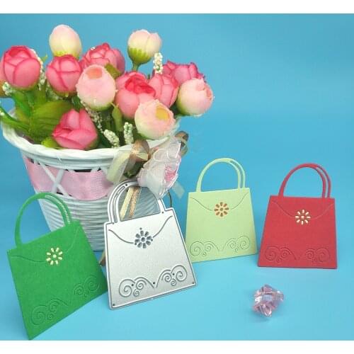 Ladies' small flower embellished handbags metal cutting die, paper craft, scrapbook, cardboard photo album DIY decoration