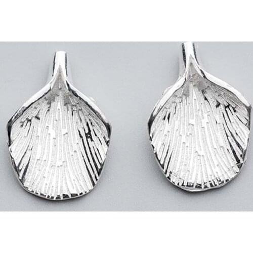 925 Sterling Silver Pretty Ginkgo Leaf Dangle Pendants S925 Silver Women Decoration Bracelet Charms DIY Fine Jewelry Making