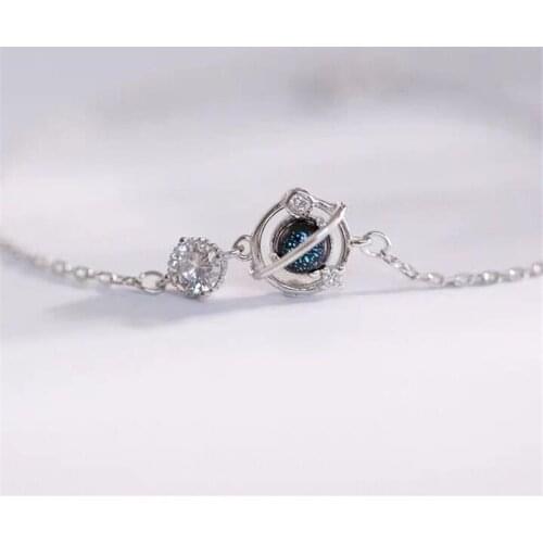 2021 Trend Zircon Planet Fantasy Blue Mercury Personality Link Chain Bracelet For Women Charm Jewelry Accessories Gifts SB085