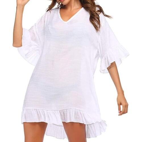 Womens Swimsuit Cover Ups Shirt Beach Solid Summer Bathing Suit Beach Dress cape for swimsuit pareo for the beach