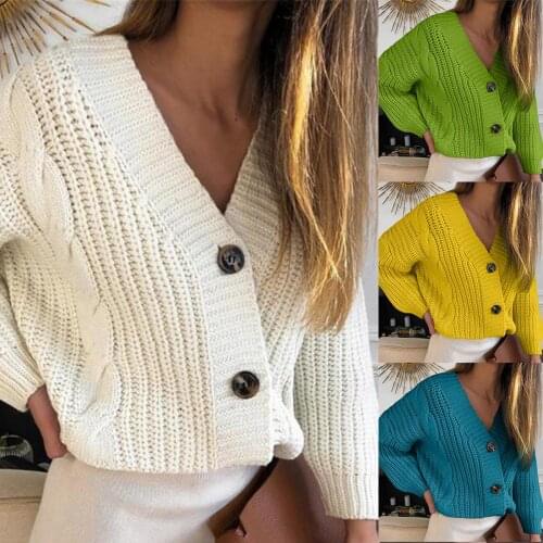 ZITY Women Autumn Knit Sweater 2020 Female Casual Long Sleeve Button Knitted Sweaters Coat Femme Winter Warm Clothes