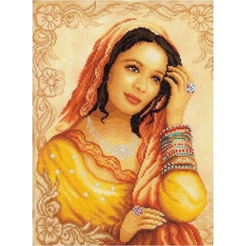 Gold Collection Beautiful Counted Cross Stitch Kit Eastern Princess Indian Girl Woman Lady Lass lan
