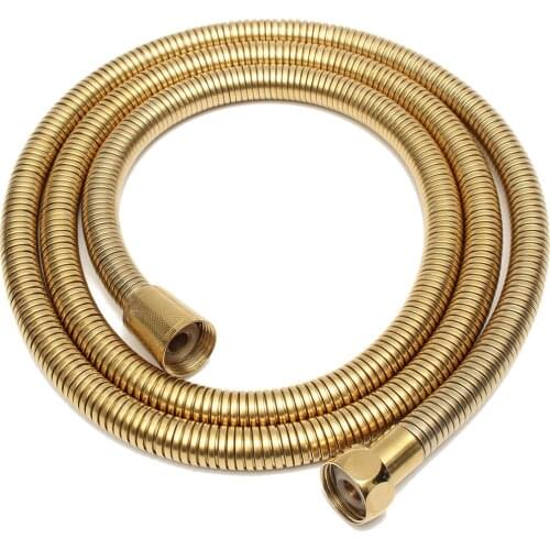 1.5m Gold Shower Head Hose Long spiral type Flexible Stainless Steel Bathroom Water Tube Showerhead Pipes Tube Plumbing Hoses