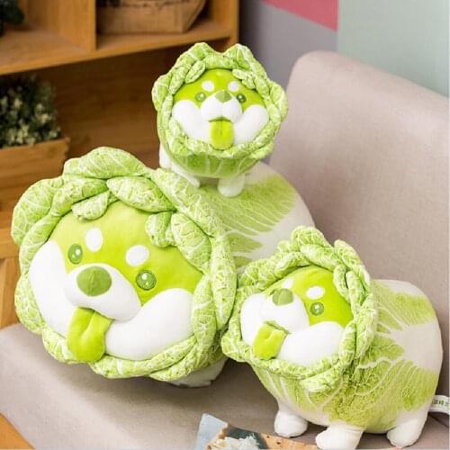 1pc 25/30/35cm Cute Vegetable Dog Plush Toys Creative Chinese Cabbage Shiba Inu Pillow Stuffed Animal Sofa Cushion Baby Gifts