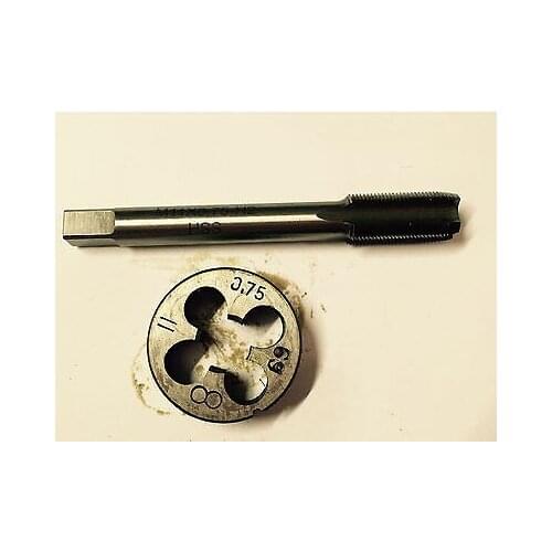 1pc HSS Machine M11 X 0.75mm Plug Tap and 1pc M11 X 0.75mm Die Threading Tool