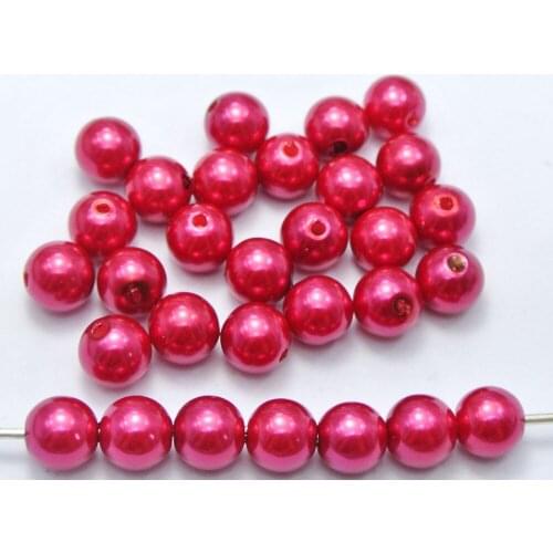 100 Pcs 10mm Plastic Faux Pearl Round Beads Red Imitation Pearl