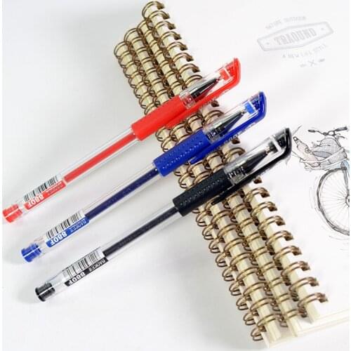 Hot BAOKE 12pcs 0.5mm Gel Pen School Pen Refill High Capacity Black Red Blue Ink Pens Writing Stationery Office School Supplies