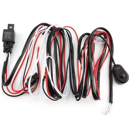 2018 One-to-Two Universal LED Light Bar Wiring Harness Rocker Switch Kits 12V 40A Relay Working Lamp Group with Quick Fitment