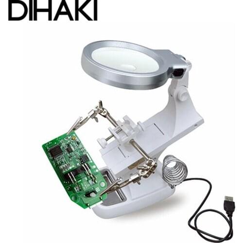 3X/4.5X Welding Illuminated Magnifier With 10 Leds Circuit Board Soldering Repair Tool 360 Degree Roating Magnifying Glass