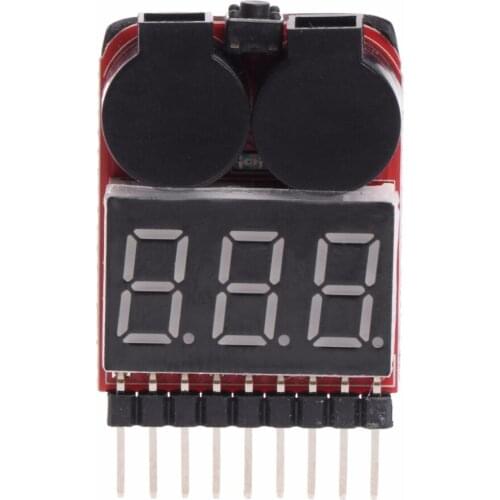 1-8S Lipo/Li-ion/Fe RC Boat Battery 2 In 1 Tester LED Low Voltage Buzzer Alarm Test Tools