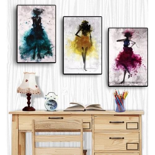 Watercolor Modern Fashion Woman Wall Art Canvas Painting Nordic Girl Poster Prints Picture For Bedroom Living Room Home Decor