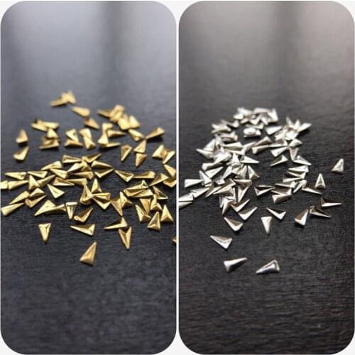 Free Shipping 250Pcs Punk Rivet Nail Tips Golden Silver Metal Nail Art Tips Fashion Metallic Studs Stickers nail charms