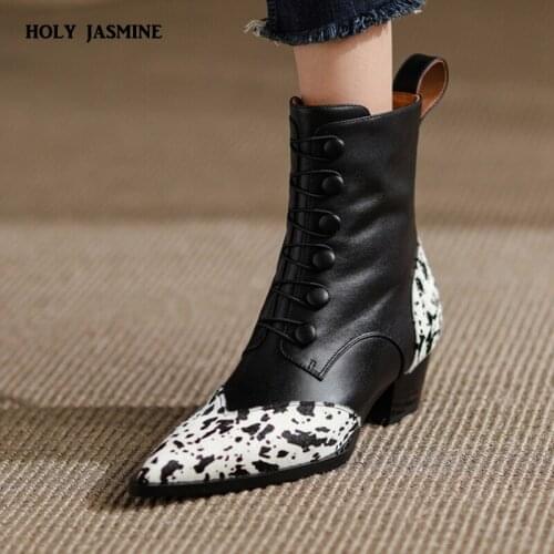 2021 New Women Boots Luxury Speckle Ankle Boots Plus Size Fashion Leather Zipper Motorcycle Shoes Botas Mujer Casual Women Boots