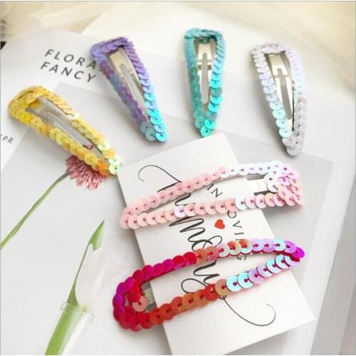 Colored snap hair clips Colorful Snap Hair Clips For Girls Child Toddlers BB Hairpins Glittery Barrettes Kids Hair Accessories